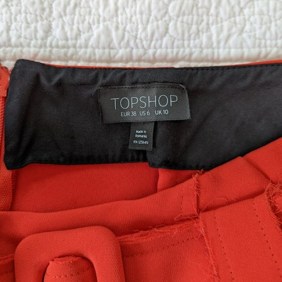 TopShop Orange Midi Skirt with front slit - size 6 - Picture 4 of 8